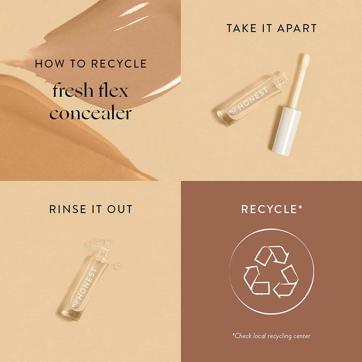 Honest Beauty Fresh Flex Concealer with Niacinamide + Vitamin E + Hyaluronic Acid | Vegan + Cruelty free | Almond, 0.17 fl oz