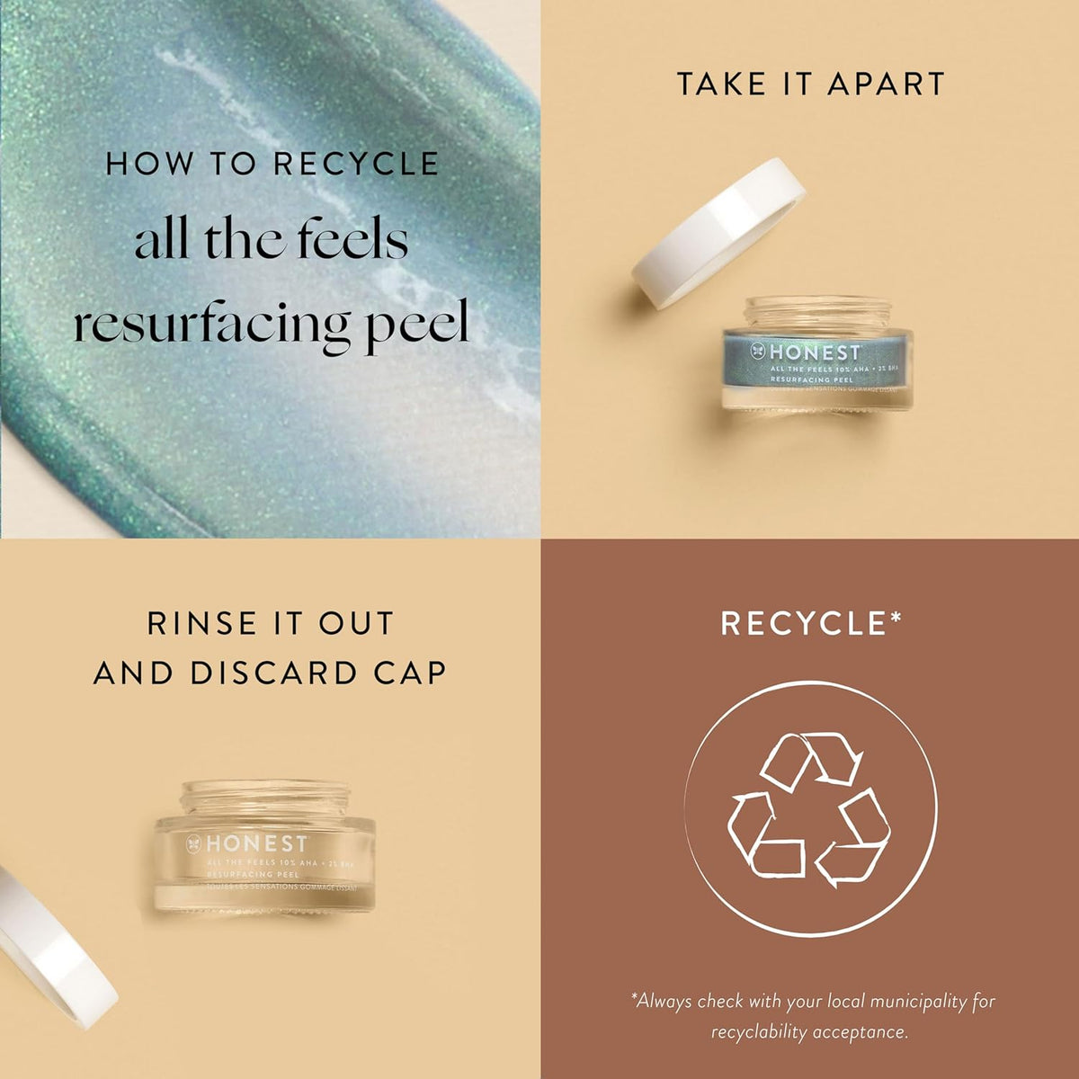 Honest Beauty All the Feels Resurfacing Peel | Deeply Exfoliates + Renews Skin | Vegan + Cruelty Free | 1.7 oz