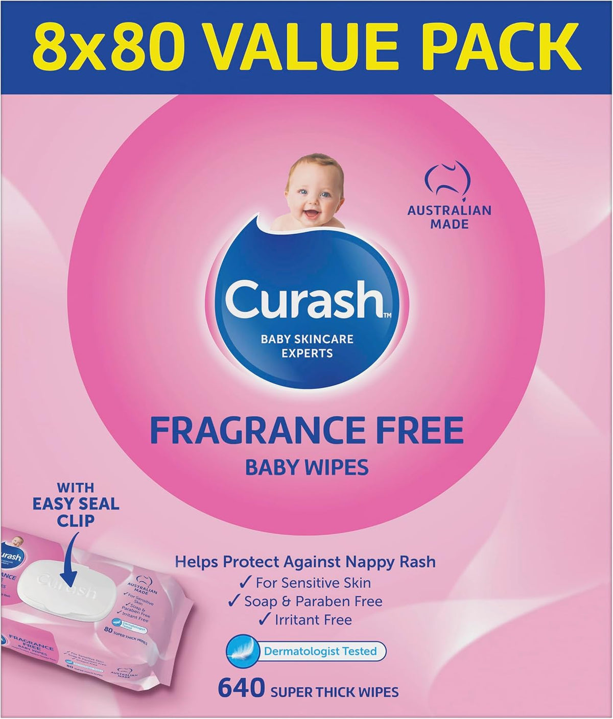 Curash Fragrance Free Baby Wipes -640 Wipes