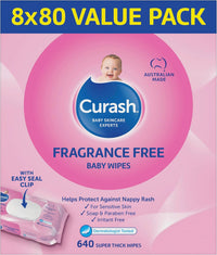 Curash Fragrance Free Baby Wipes -640 Wipes