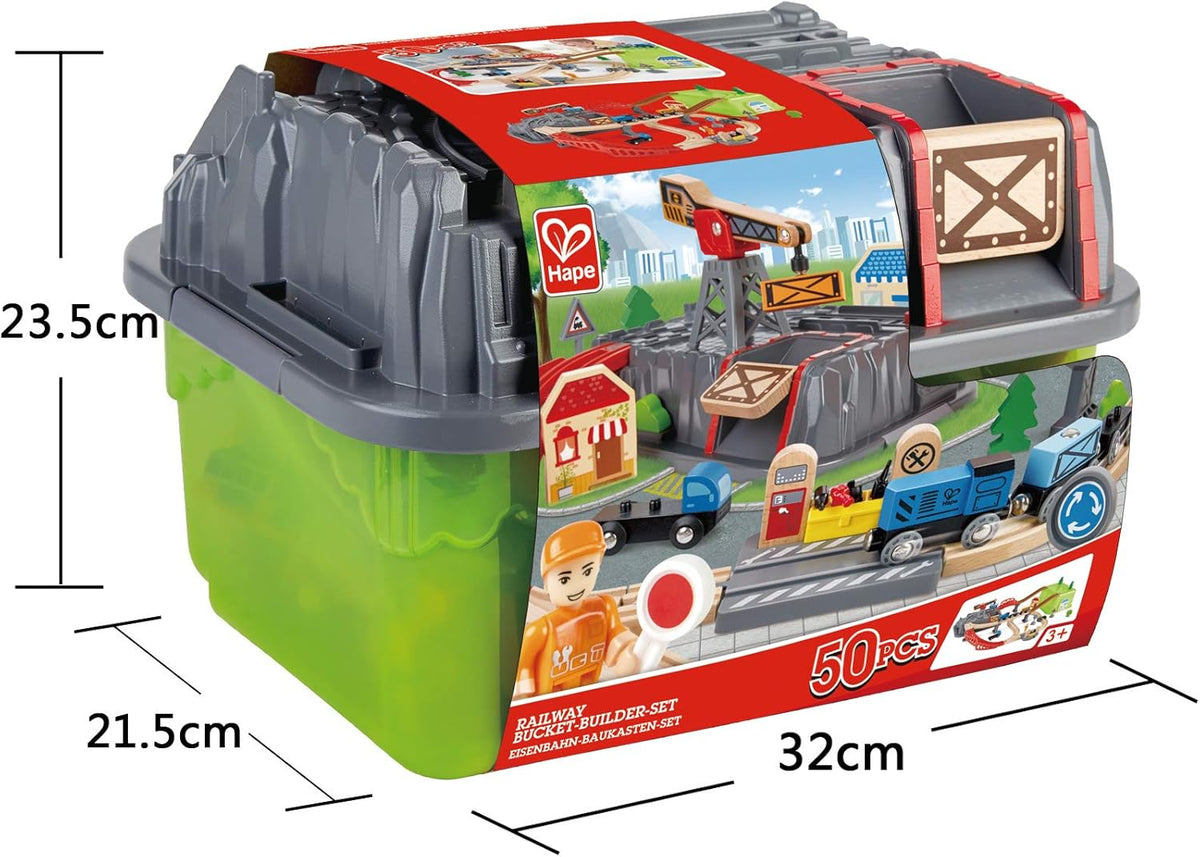 50pc Hape Wooden Railway Construction Kit Set Kids/Childrens Building Toy 3y+