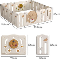 Bopeep Kids Playpen Baby Safety Gate Toddler Fence Child Play Gam(16 Panels-190cmx158cmx63cm)