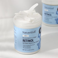 NATURE WELL Clinical Retinol Advanced Moisture Cream for Face, Body, & Hands, Anti Aging, Targets Discoloration, Wrinkles, Sun Damage, Crepey, & Sagging Skin, 16 Oz
