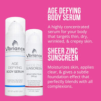 Vibriance Premium Skincare Bundle | Super C All-in-One Serum, Sheer Zinc Sunscreen SPF 50, Age Defying Body Creme