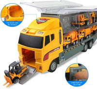 jenilily Construction Toy Vehicle Cars Model Trucks, Transporter Truck Mini Excavator Digger Dumper Tractor for Kids Boys Age 3+