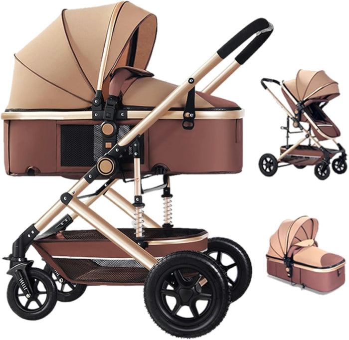 2 in 1 Baby Stroller & Bassinet Pram – Large Storage Basket