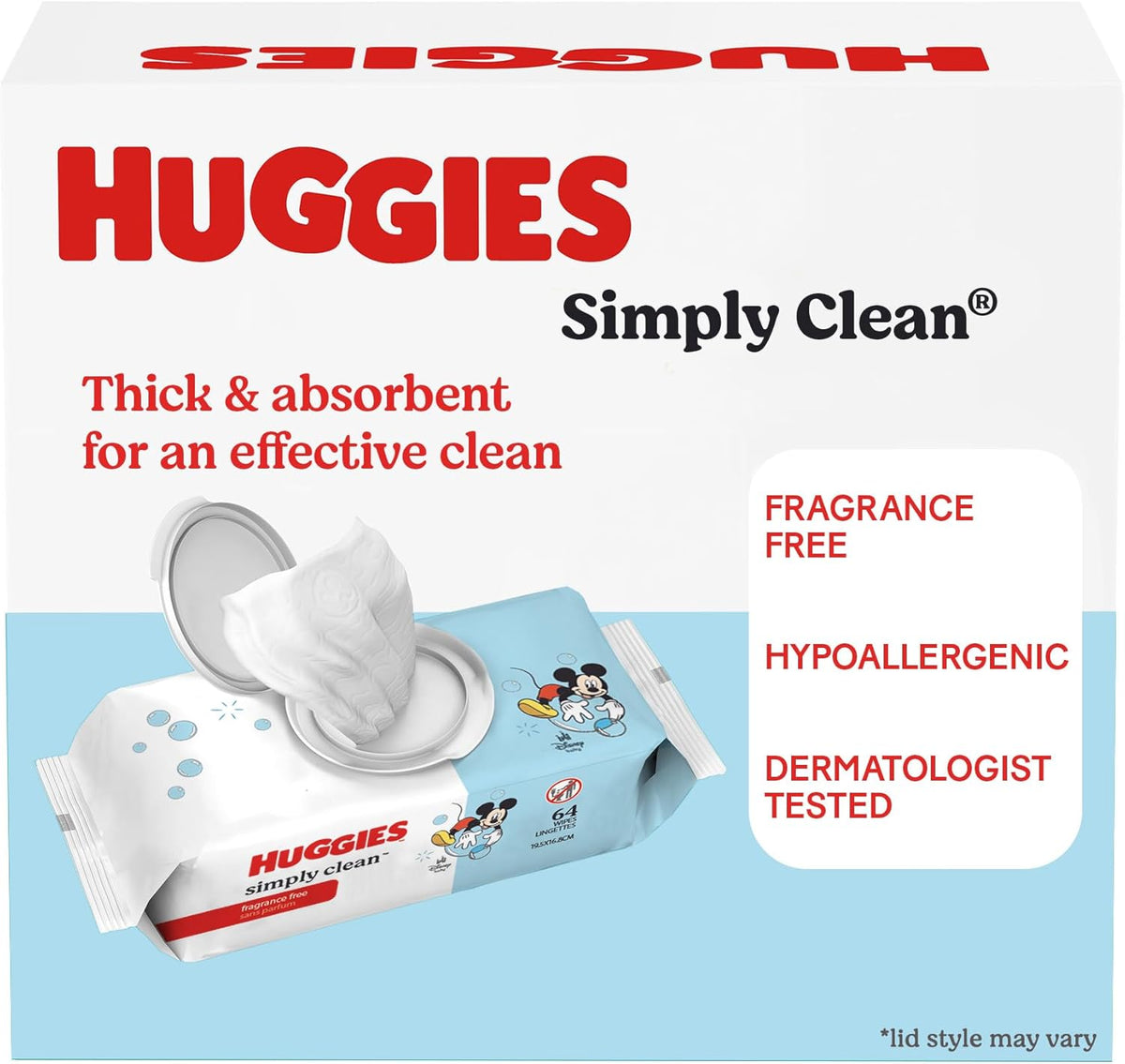 Huggies Simply Clean Unscented Baby Wipes, 11 Flip Lid Packs (704 Wipes Total)