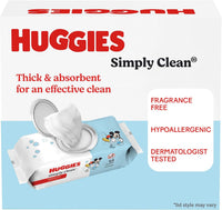 Huggies Simply Clean Unscented Baby Wipes, 11 Flip Lid Packs (704 Wipes Total)