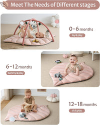 Blissful Diary Baby Play Gym & Activity Mat, Oversize Leaf Shaped Tummy Time Baby Play Mat