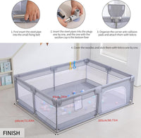 Baby Playpen, Playpens for Babies, Large Playard for Toddlers (Gray, 205 * 185cm)