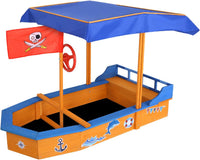 Keezi Kids Sandpit, Wooden Water Table Sand Pit Play Toys Sandcastle Garden Patio
