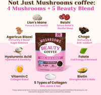 Venture Pal Premium Adaptogenic Mushroom Coffee with Multi Collagen, Lions Mane, Reishi, Chaga, Biotin, Vitamin C – Supports Energy, Focus, Skin, Hair, Nails, Joints, Digestion & Immunity,30 Servings
