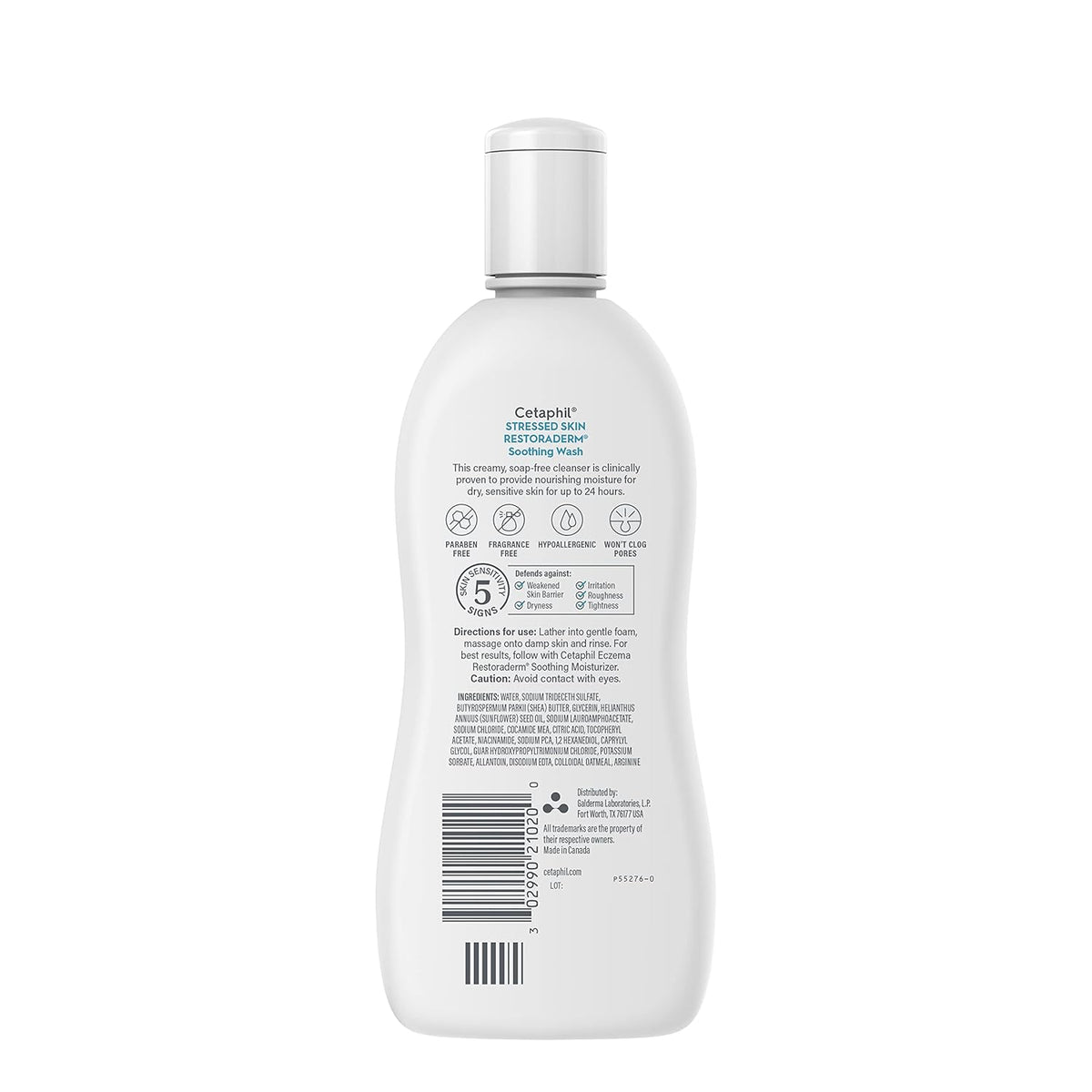 Cetaphil RESTORADERM Soothing Wash, 10 fl oz, Soothes Dry, Stressed Skin, Hypoallergenic