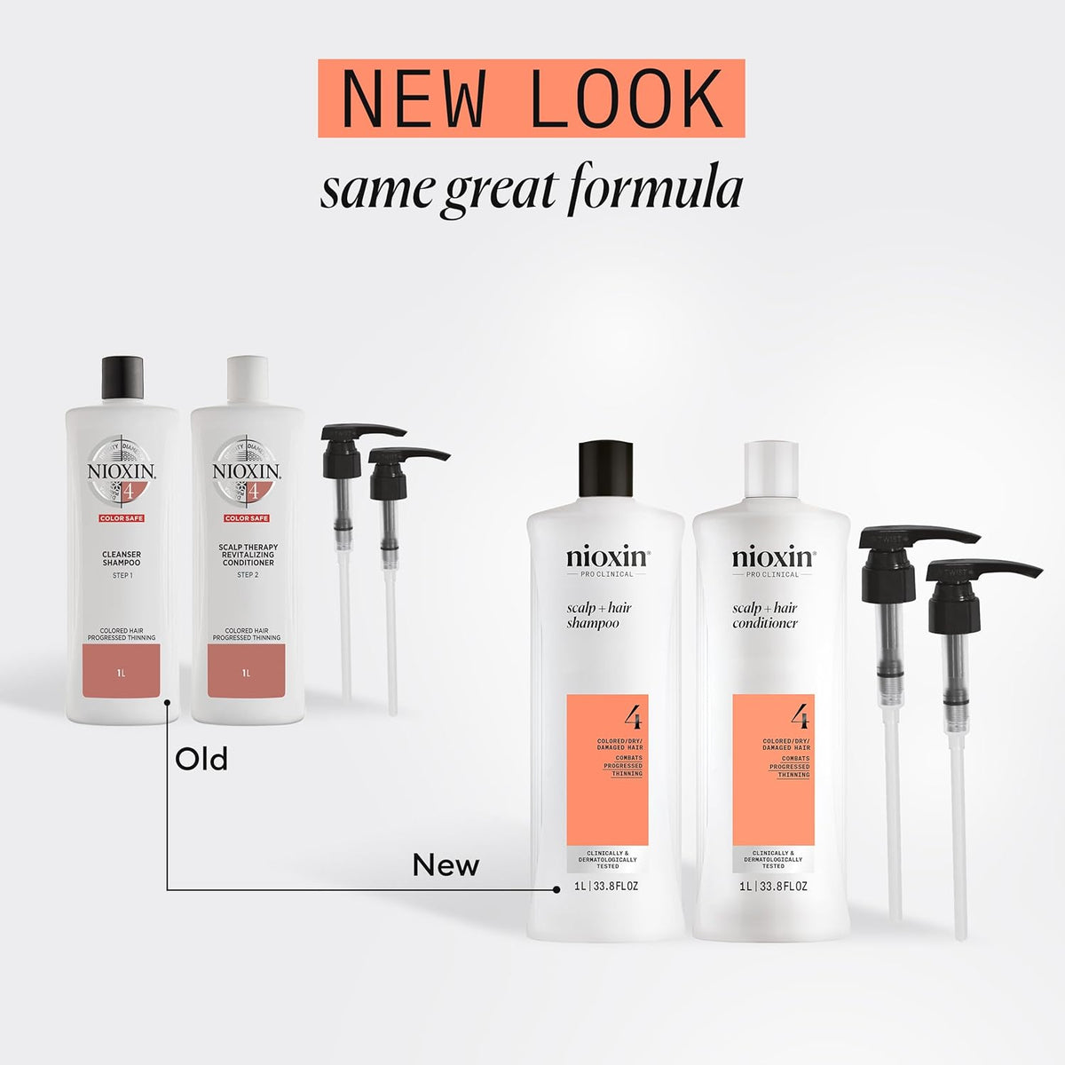 Nioxin Shampoo & Conditioner Liter Duo Sets | Prepacks with Pumps Included | Systems 1-4 | For Natural, Colored, & Damaged Hair with Light to Progressed Thinning | Strengthen & Boost Hair Density