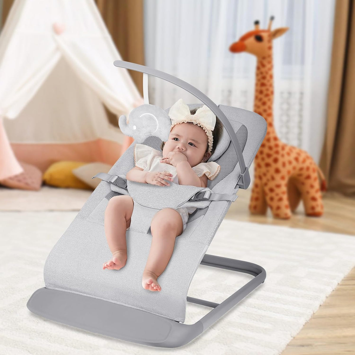 Baby Bouncer Baby Swing for Infants, Baby Rocker and Bouncers with 3 Recline Positions, Sturdy Base, Portable Baby Lounger Seat