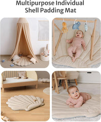 Blissful Diary Shell Baby Play Gym Mat, Softer & Enlarged Tummy Time Mat w 6 Detachable, Boho Ocean Theme