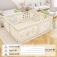 Baby Playpen 200 x 160 cm, Extra-Large Non-Slip Playpens with Patterns, 50 Ocean Balls(Beige)