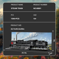 Reobrix Train Building Block Model 66801, Collectible Steam Locomotive Exhibition Set, 1546 Pieces Steam Model Railway Building Blocks, Gift Set for Boys from 14 Years and Adults
