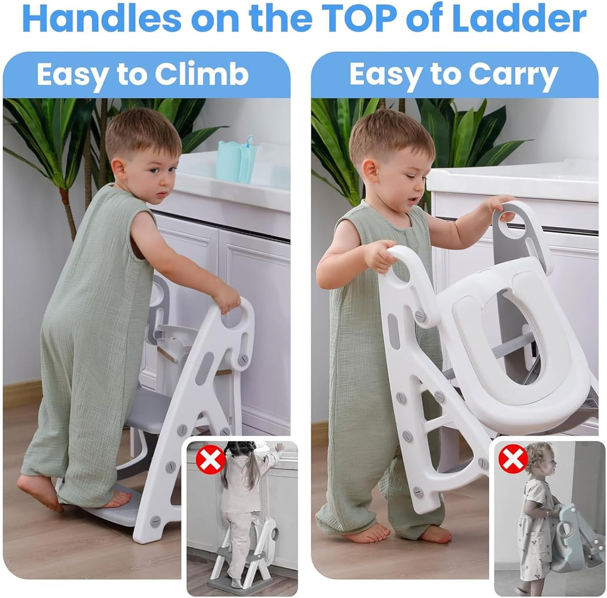 Potty Training Seat with Step Stool - Adjustable Height (Grey)