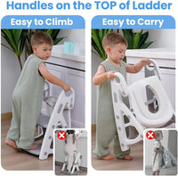 Potty Training Seat with Step Stool - Adjustable Height (Grey)