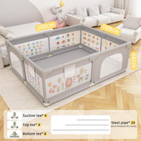 Baby Playpen 200 x 160 cm, Extra-Large Non-Slip Playpen with 50 Ocean Balls(Gray)