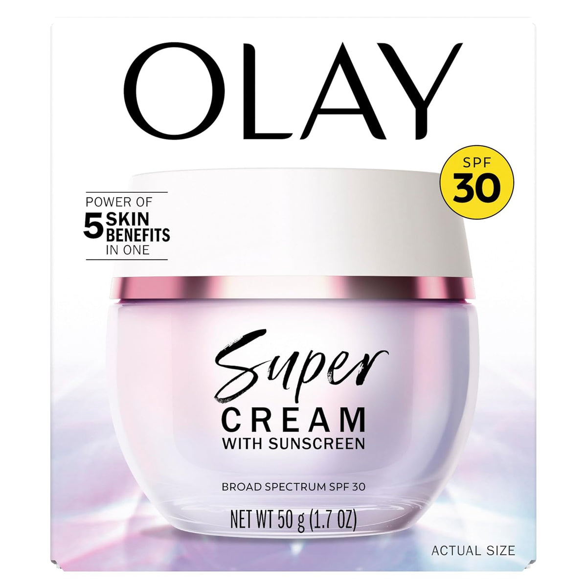 Olay Super Cream with Sunscreen SPF 30, 1.7 oz, Ultra Lightweight Face Moisturizer