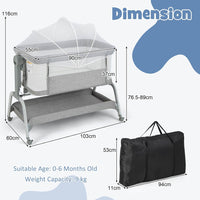 BABY JOY 4 in 1 Baby Bassinet with Mattress, Baby Bedside Sleeper w/Rocking Mode, 6 Adjustable Height, Mosquito Net & Lockable Wheels, Portable Baby Cradle Travel Crib w/Carry Bag (Light Grey)
