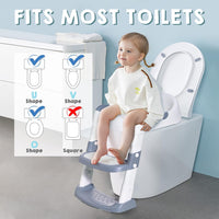 Potty Training Seat with Step Stool Ladder (Grey)