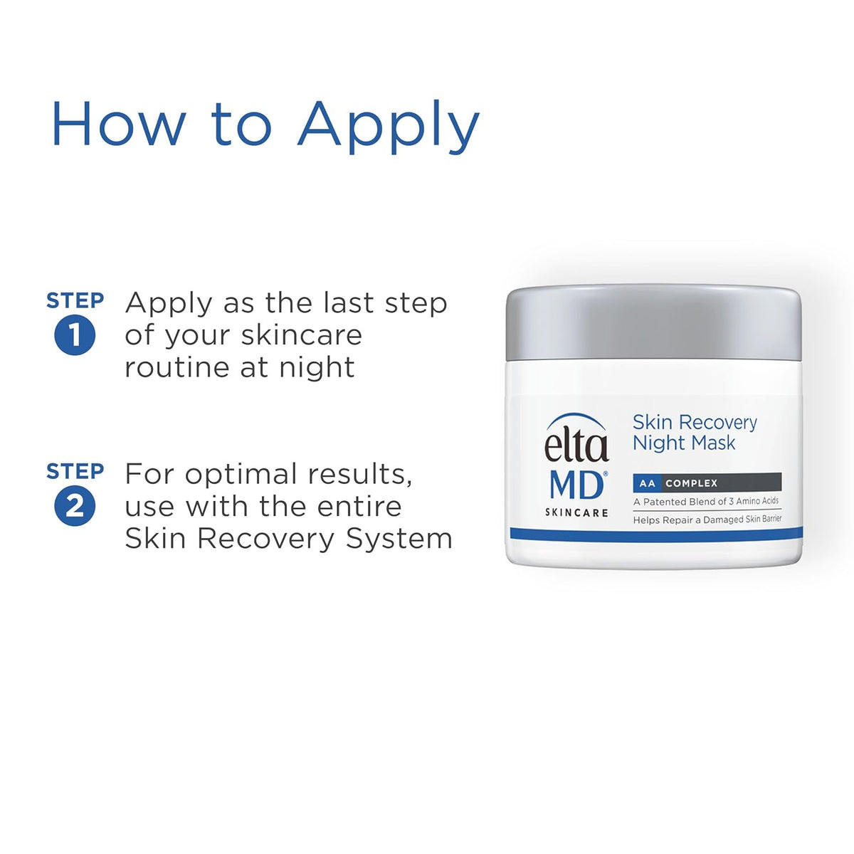 EltaMD Skin Recovery Overnight Face Mask, Moisturizer Cream Night Mask for Face & Neck, Safe for Sensitive Skin, 1.7 oz Jar
