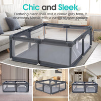 Baby Playpen – 180x200cm Spacious Play Yard for Babies & Toddlers,Grey