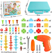 DIY Electric Drill Puzzle Set, Kids STEM Take Apart Toys, 2D 3D Educational Building Blocks