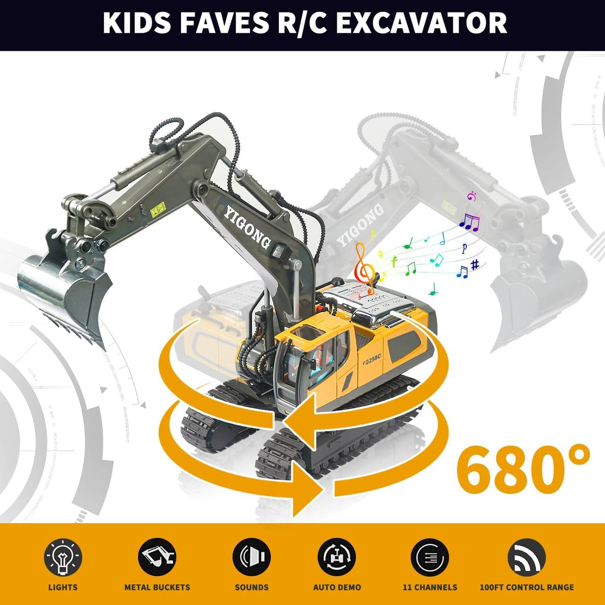 Remote Control Excavator RC Digger Toy for Boys