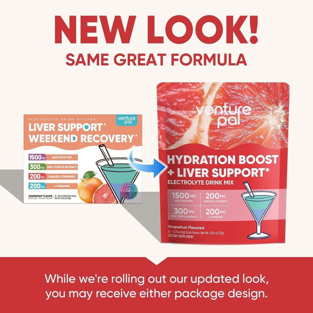 Venture Pal Hydration Packets + Liver Support- Liquid Daily IV Electrolyte Powder Packets with 7 Electrolytes & 5 Vitamins, Milk Thistle + L-Theanine | Sugar-Free | Keto Friendly | Vegan, 12 Sticks