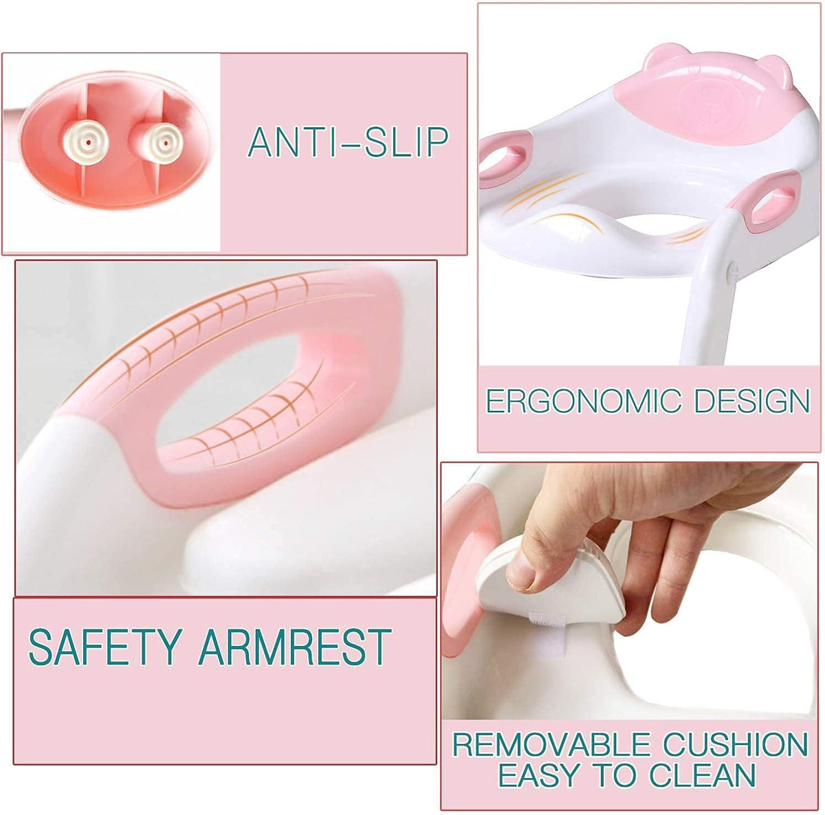 Fedicelly Potty Training Seat Ladder Toddler,Potty Seat Toilet Boys Girls,(Pink)
