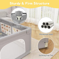 Baby Playpen 200 x 160 cm, Extra-Large Non-Slip Playpen with 50 Ocean Balls(Gray)