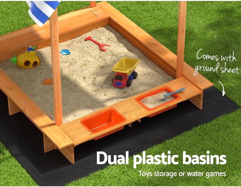 Keezi Kids Sandpit, 149cm Height Wooden Water Table Sand Pit