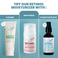 Eva Naturals Anti-Aging Retinol Cream For Face - Anti-Wrinkle Retinol Moisturizer Day & Night Face Cream With Hyaluronic Acid & Vitamin E For Women and Men - Reduce Fine Lines & Dark Spots (1.7 oz)