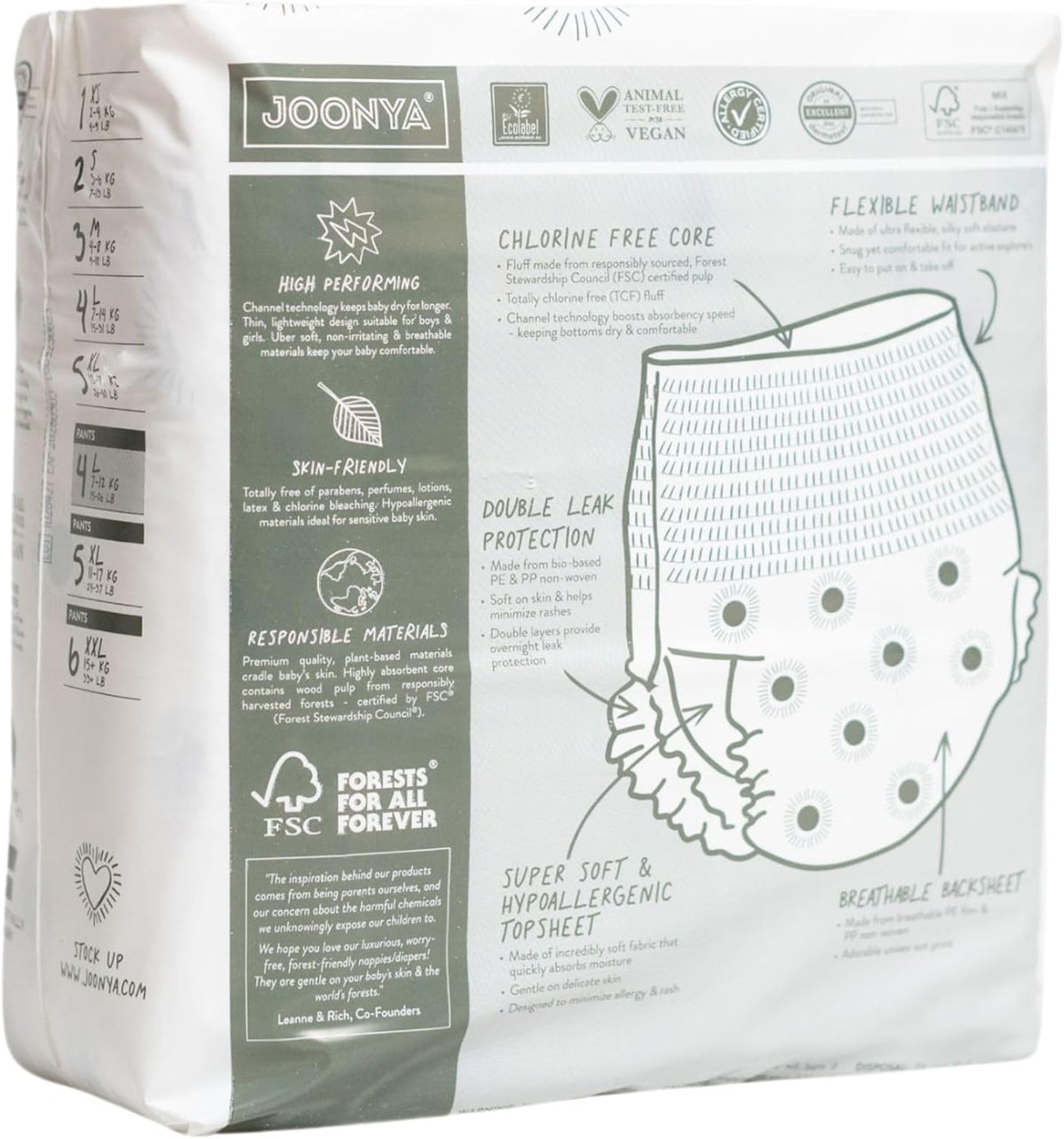 JOONYA Pull-Up Baby Nappy Pants, Size 6 XXL (33+ lb) - 1 Bag of 21 (126)