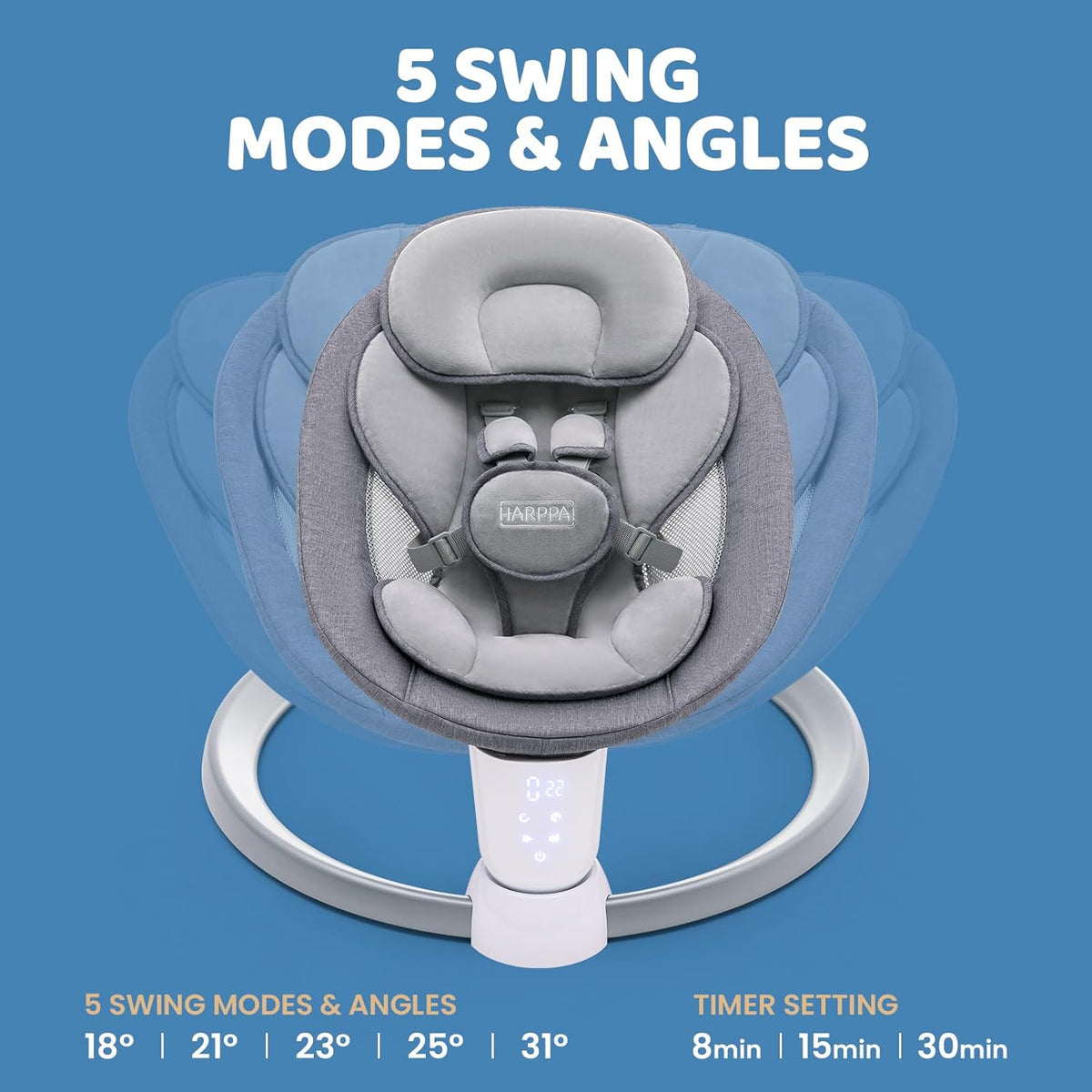 HARPPA Baby Swing Chair, Electric Baby Bouncer with Remote Control, Music