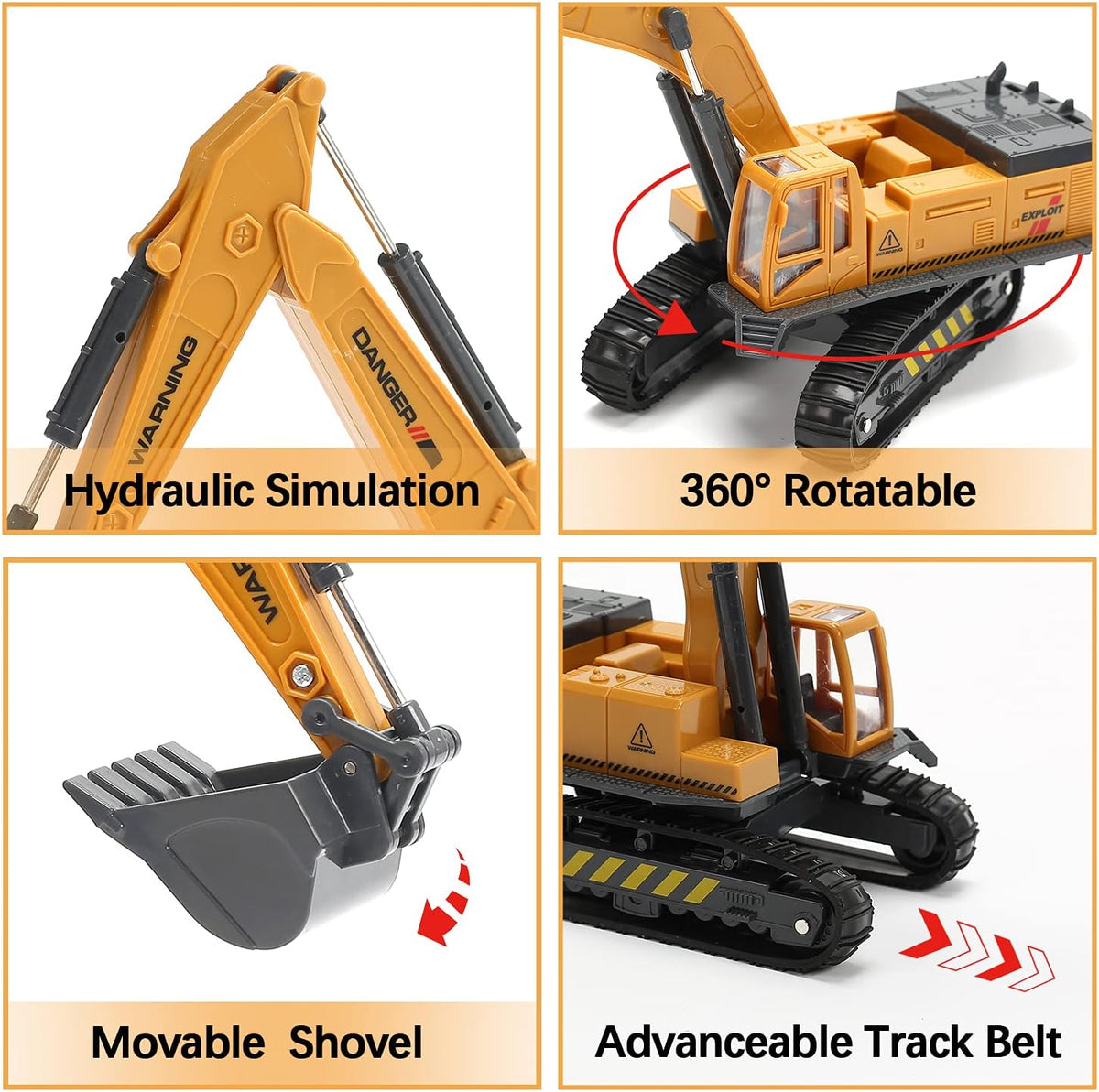 CUTE STONE Construction Vehicles Playset with Playmat