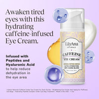 LilyAna Naturals Caffeine Eye Cream with Peptides for Dark Circles, Puffiness, Fine Lines and Wrinkles 1.0 oz