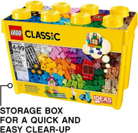 LEGO Classic Large Creative Brick Storage Box Set, Colourful Building Toy for 4+ Year Old Boys and Girls, Construction Kit with Doors, Windows, Car Wheels, and Green Baseplate, Kids Toy 10698