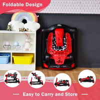 BABY JOY 4-in-1 Baby Walker, Foldable Activity Car Baby Walker w/3 Adjustable Height (Red)