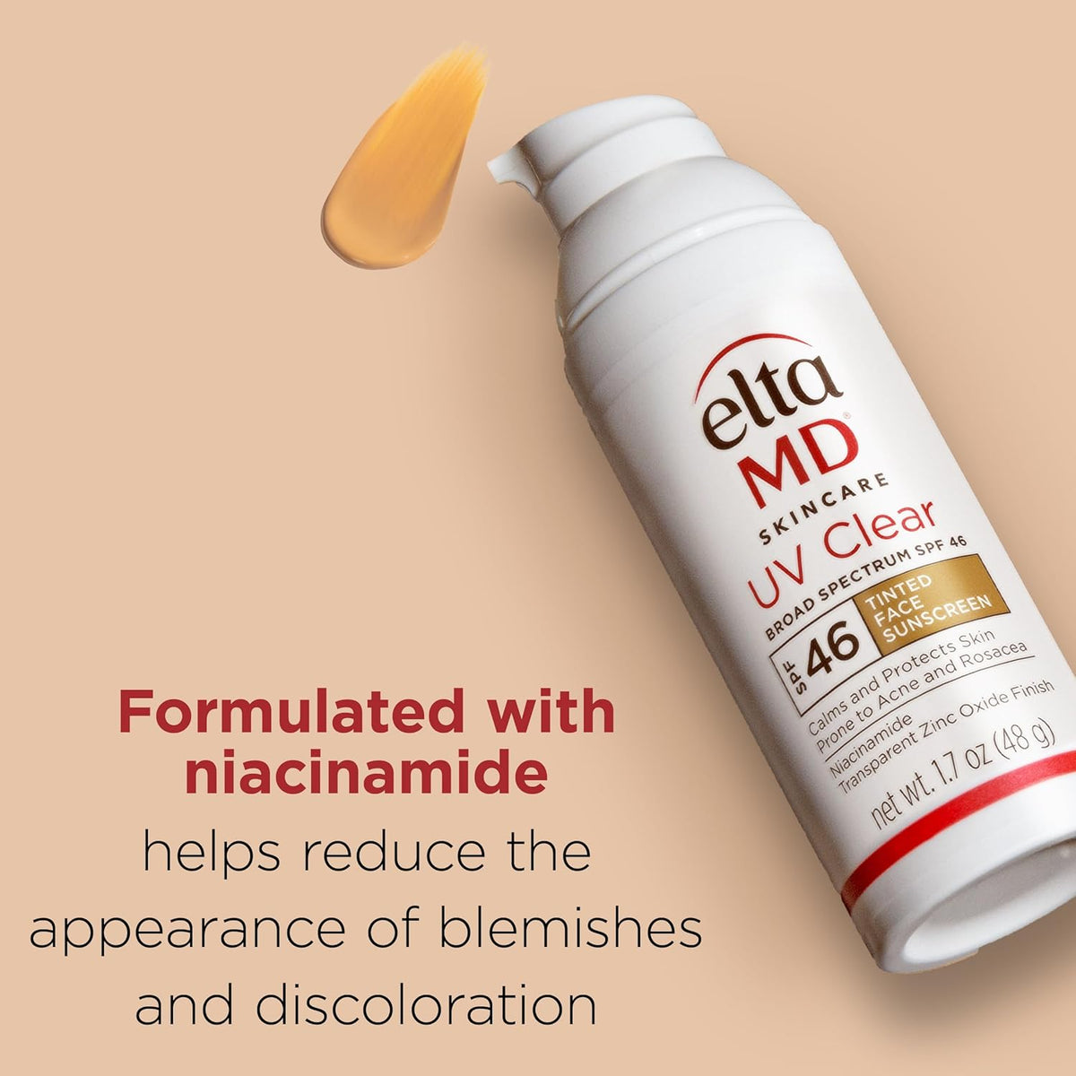 EltaMD UV Clear Tinted Face Sunscreen, SPF 46 Oil- Free with Zinc Oxide, Dermatologist Recommended