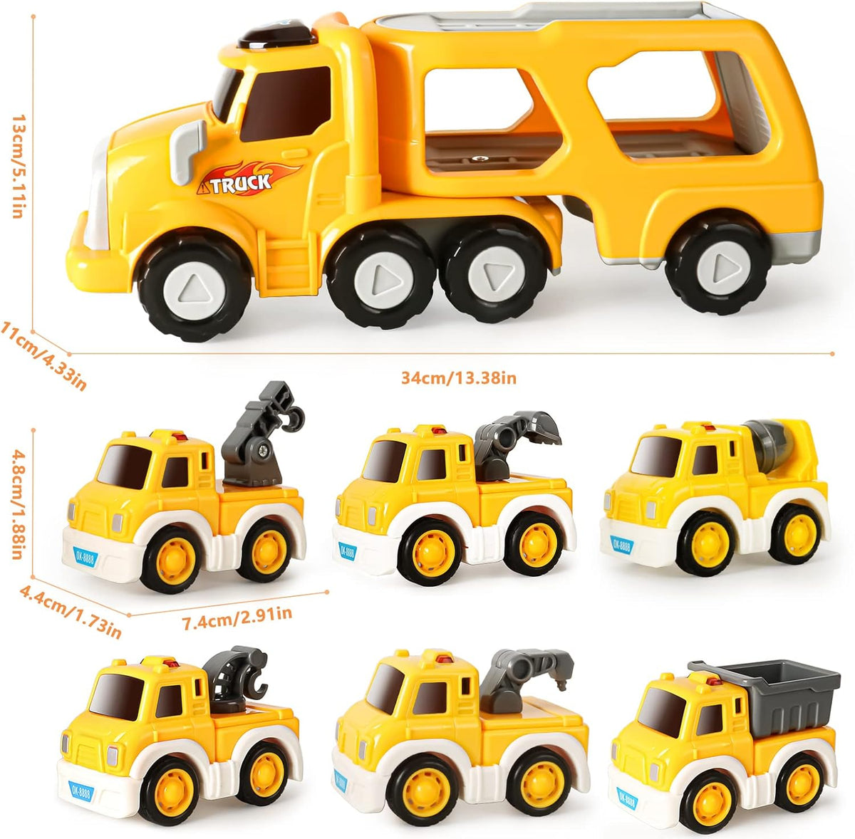 7-in-1 Construction Truck Toddel Toys Car for Boys Vehicle Car Construction Toys Car Carrier