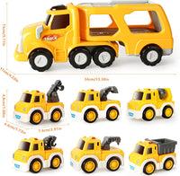 7-in-1 Construction Truck Toddel Toys Car for Boys Vehicle Car Construction Toys Car Carrier
