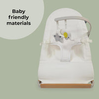 My Babiie Baby Bouncer with Toy Bar – Newborn Ergonomic Bouncer Chair, from Birth to 9 Months (9kg) - Cream