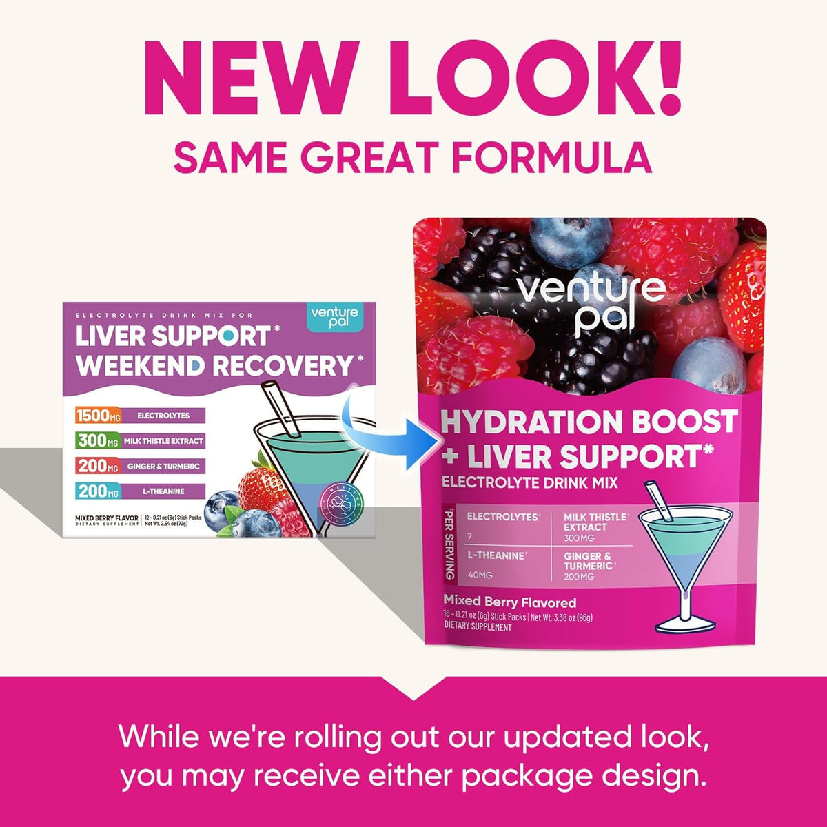 Venture Pal Hydration Packets + Liver Support- Liquid Daily IV Electrolyte Powder Packets with 7 Electrolytes & 5 Vitamins, Milk Thistle + L-Theanine | Sugar-Free | Keto Friendly | Vegan, 16 Sticks