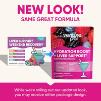 Venture Pal Hydration Packets + Liver Support- Liquid Daily IV Electrolyte Powder Packets with 7 Electrolytes & 5 Vitamins, Milk Thistle + L-Theanine | Sugar-Free | Keto Friendly | Vegan, 16 Sticks