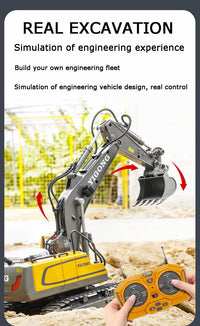 Excavator Toy, Remote Control Excavator Toy, Digmaster Rc Machinery, 2.4Ghz Rc Excavator Toy with Light and Sound, Excavator Toy Set for Adults and Kids, 90 Minutes Long Battery Life (A+B)